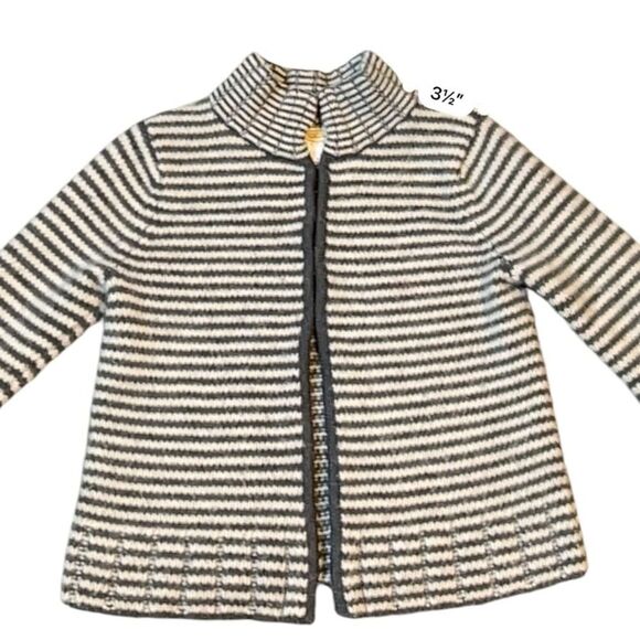 Talbots Merino Wool Blend Stripped Knitted Cardigan Sweater Petite Large - Picture 2 of 9
